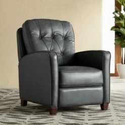Elm Lane Lounge Recliner Chair Gray Genuine Leather 3-Way for Living Room