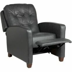 Elm Lane Lounge Recliner Chair Gray Genuine Leather 3-Way for Living Room -Living Room Chairs store unnamed file 12840