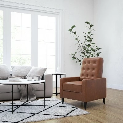 Merrick Lane Darcy Recliner Chair Mid-Century Modern Faux Leather Tufted Upholstery Ergonomic Push Back Living Room Recliner 3 Merrick Lane Darcy Recliner Chair Mid-Century Modern Faux Leather Tufted Upholstery Ergonomic Push Back Living Room Recliner