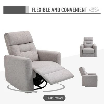 HomCom Manual Recliner Linen Swivel Rocker Chair 5 HomCom Manual Recliner Linen Swivel Rocker Chair - Image 3