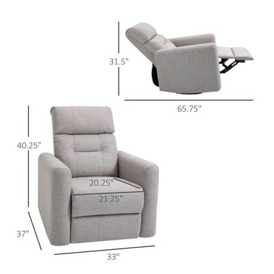 HomCom Manual Recliner Linen Swivel Rocker Chair 6 HomCom Manual Recliner Linen Swivel Rocker Chair - Image 4