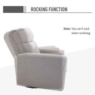 HomCom Manual Recliner Linen Swivel Rocker Chair 7 HomCom Manual Recliner Linen Swivel Rocker Chair - Image 5