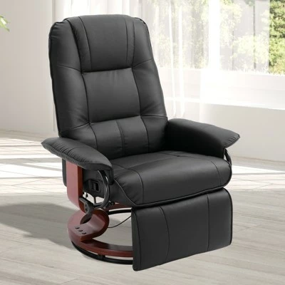 HomCom Faux Leather Adjustable Manual Swivel Base Recliner Chair with Footrest 3 HomCom Faux Leather Adjustable Manual Swivel Base Recliner Chair with Footrest