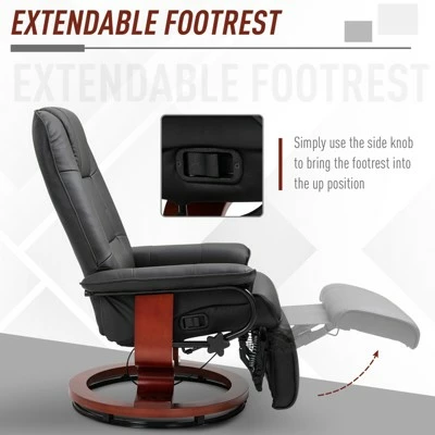 HomCom Faux Leather Adjustable Manual Swivel Base Recliner Chair with Footrest 5 HomCom Faux Leather Adjustable Manual Swivel Base Recliner Chair with Footrest - Image 3