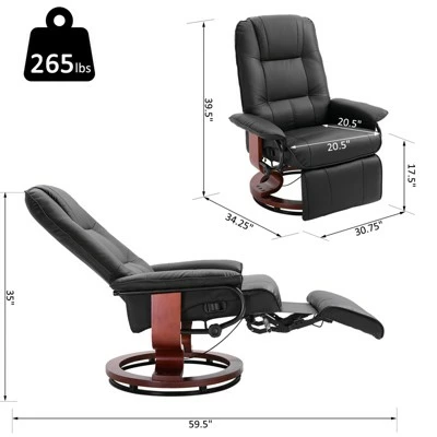 HomCom Faux Leather Adjustable Manual Swivel Base Recliner Chair with Footrest 6 HomCom Faux Leather Adjustable Manual Swivel Base Recliner Chair with Footrest - Image 4