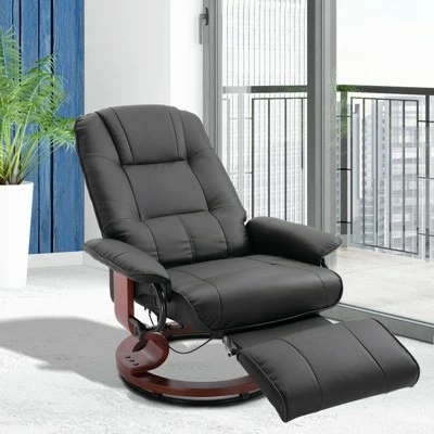 HomCom Faux Leather Adjustable Manual Swivel Base Recliner Chair with Footrest 10 HomCom Faux Leather Adjustable Manual Swivel Base Recliner Chair with Footrest - Image 8