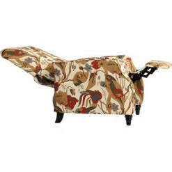 Elm Lane Ivory Floral Recliner Chair Armchair Comfortable Push Manual Reclining Footrest for Bedroom Living Room Reading -Living Room Chairs store unnamed file 12927