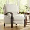 Elm Lane Soho Ivory Recliner Chair Modern Armchair Comfortable Push Manual Reclining Footrest for Bedroom Living Room Reading Home -Living Room Chairs store unnamed file 12945