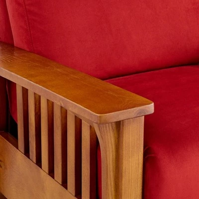 Elm Lane Plush Scarlet Fabric Recliner Chair Modern Armchair Comfortable Push Manual Reclining Footrest for Bedroom Living Room 5 Elm Lane Plush Scarlet Fabric Recliner Chair Modern Armchair Comfortable Push Manual Reclining Footrest for Bedroom Living Room - Image 3