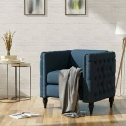 Alira Modern Tufted Armchair Navy Blue - Christopher Knight Home
