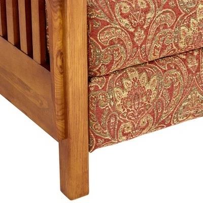 Elm Lane Red Cinnebar Fabric Recliner Chair Modern Armchair Comfortable Push Manual Reclining Footrest Bedroom Living Room Reading 6 Elm Lane Red Cinnebar Fabric Recliner Chair Modern Armchair Comfortable Push Manual Reclining Footrest Bedroom Living Room Reading - Image 4