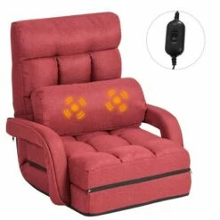 Costway Folding Floor Single Sofa Massage Recliner Chair W/ a Pillow 5 Adjustable Backrest Position Leisure Lounge Couch BlueRedWhite -Living Room Chairs store unnamed file 13011
