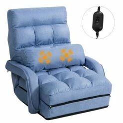 Costway Folding Floor Single Sofa Massage Recliner Chair W/ a Pillow 5 Adjustable Backrest Position Leisure Lounge Couch BlueRedWhite -Living Room Chairs store unnamed file 13012