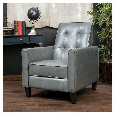 Christopher Knight Home Ethan Tufted Bonded Leather Recliner Chair - Dark Gray 3 Christopher Knight Home Ethan Tufted Bonded Leather Recliner Chair - Dark Gray