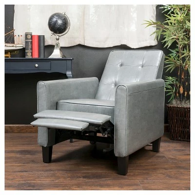 Christopher Knight Home Ethan Tufted Bonded Leather Recliner Chair - Dark Gray 4 Christopher Knight Home Ethan Tufted Bonded Leather Recliner Chair - Dark Gray - Image 2
