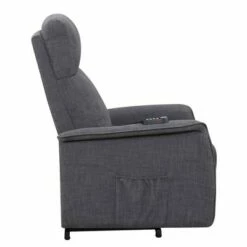 Fabric Power Lift Massage Recliner Chair with Wired Remote and Side Pockets Gray - Benzara