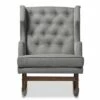 Iona Mid - Century Retro Modern Fabric Upholstered Button - Tufted Wingback Rocking Chair - Gray - Baxton Studio