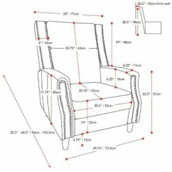Lynwood Recliner Chair with Nailhead Trim - CorLiving Dark Gray -Living Room Chairs store unnamed file 13063