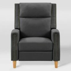 Lynwood Recliner Chair with Nailhead Trim - CorLiving Dark Gray -Living Room Chairs store unnamed file 13064