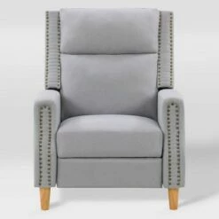 Lynwood Recliner Chair with Nailhead Trim - CorLiving Dark Gray -Living Room Chairs store unnamed file 13065