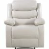Power Recliner Chair with Split Back and Pillow Top Cream - Benzara