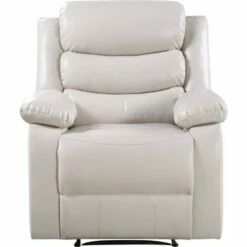 Power Recliner Chair with Split Back and Pillow Top Cream - Benzara
