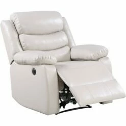 Power Recliner Chair with Split Back and Pillow Top Cream - Benzara -Living Room Chairs store unnamed file 13068