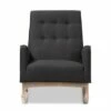 Marlena Mid - Century Modern Fabric Upholstered Whitewash Wood Rocking Chair - Baxton Studio Dark Gray