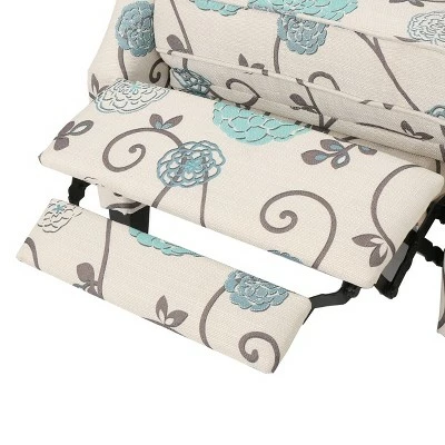 Set of 2 Wescott Contemporary Fabric Recliners Light Beige with Blue Floral/Dark Brown - Christopher Knight Home 11 Set of 2 Wescott Contemporary Fabric Recliners Light Beige with Blue Floral/Dark Brown - Christopher Knight Home - Image 9