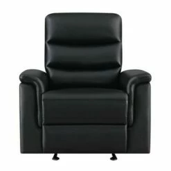 Glider Recliner with Channel Tufted Back Black - Benzara
