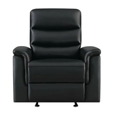 Glider Recliner with Channel Tufted Back Black - Benzara 3 Glider Recliner with Channel Tufted Back Black - Benzara