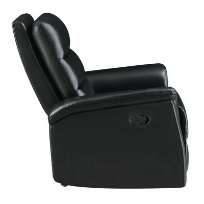 Glider Recliner with Channel Tufted Back Black - Benzara 4 Glider Recliner with Channel Tufted Back Black - Benzara - Image 2