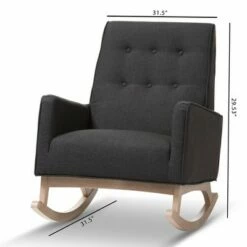 Marlena Mid - Century Modern Fabric Upholstered Whitewash Wood Rocking Chair - Baxton Studio Dark Gray -Living Room Chairs store unnamed file 1315