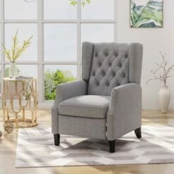 Keating Traditional Wingback Recliner - Christopher Knight Home Gray