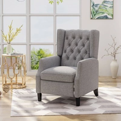 Keating Traditional Wingback Recliner - Christopher Knight Home Gray 3 Keating Traditional Wingback Recliner - Christopher Knight Home Gray