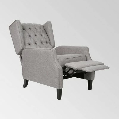 Keating Traditional Wingback Recliner - Christopher Knight Home Gray 4 Keating Traditional Wingback Recliner - Christopher Knight Home Gray - Image 2