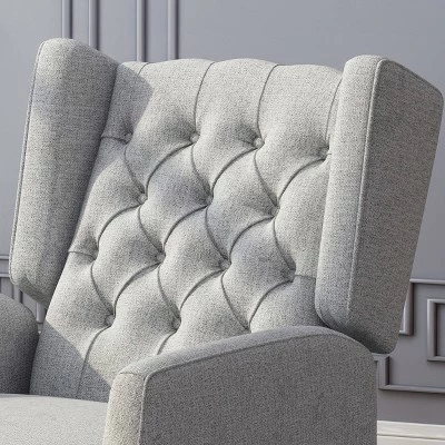 Keating Traditional Wingback Recliner - Christopher Knight Home Gray 5 Keating Traditional Wingback Recliner - Christopher Knight Home Gray - Image 3