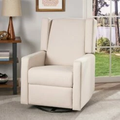 Hounker Contemporary Swivel Recliner - Christopher Knight Home Beige