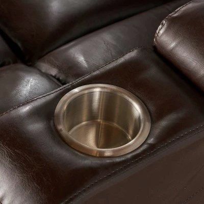 Emersyn Tufted Leather Power Recliner with Arm Storage and USB Cord Brown - Christopher Knight Home 4 Emersyn Tufted Leather Power Recliner with Arm Storage and USB Cord Brown - Christopher Knight Home - Image 2