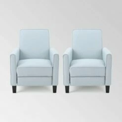Set of 2 Darvis Contemporary Recliners - Christopher Knight Home Light Sky -Living Room Chairs store unnamed file 13277