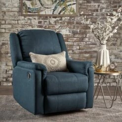 Jennette Tufted Swivel Gliding Recliner Navy Blue - Christopher Knight Home