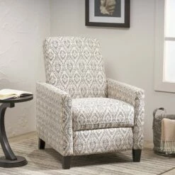 Foxhill Contemporary Push Back Recliner - Christopher Knight Home Gray Checkerboard