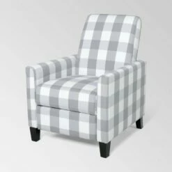 Foxhill Contemporary Push Back Recliner - Christopher Knight Home Gray Checkerboard -Living Room Chairs store unnamed file 13350