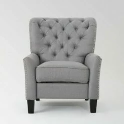 Cerelia Tufted Recliner - Christopher Knight Home Light Gray -Living Room Chairs store unnamed file 13407