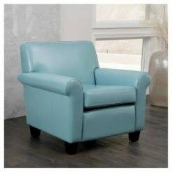 Oversized Bonded Leather Club Chair Blue - Christopher Knight Home -Living Room Chairs store unnamed file 1341