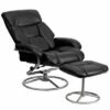 Flash Furniture Contemporary Multi-Position Recliner and Ottoman with Metal Base in Black LeatherSoft