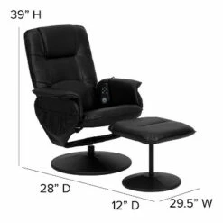Emma and Oliver Adjustable Massage Recliner/Ottoman - Deep Side Pockets in Black LeatherSoft -Living Room Chairs store unnamed file 13421