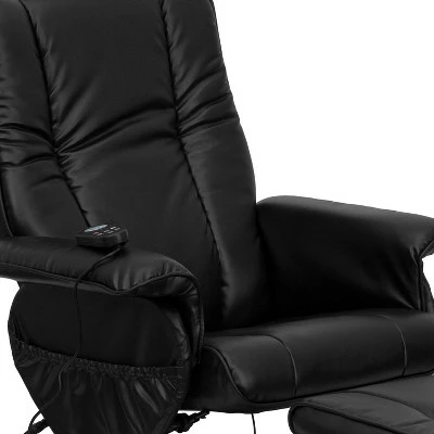 Flash Furniture Massaging Heat Controlled Adjustable Recliner and Ottoman with Wrapped Base in Black LeatherSoft 7 Flash Furniture Massaging Heat Controlled Adjustable Recliner and Ottoman with Wrapped Base in Black LeatherSoft - Image 5