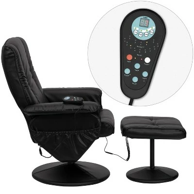 Flash Furniture Massaging Heat Controlled Adjustable Recliner and Ottoman with Wrapped Base in Black LeatherSoft 11 Flash Furniture Massaging Heat Controlled Adjustable Recliner and Ottoman with Wrapped Base in Black LeatherSoft - Image 9