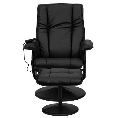 Flash Furniture Massaging Heat Controlled Adjustable Recliner and Ottoman with Wrapped Base in Black LeatherSoft 12 Flash Furniture Massaging Heat Controlled Adjustable Recliner and Ottoman with Wrapped Base in Black LeatherSoft - Image 10